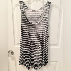 Braeve Long Sheer Striped black and white Tank Shirt.  Sz Large. BE